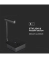 3W LED senge/hotel væglampe med USB og afbryder - Sort, 3000K, COB CREE chip, 12x12 cm