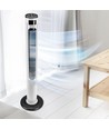 55W LED tårnventilator, 116cm - Inkl. fjernbetjening, temperaturdisplay, 3 hastigheder, hvid/sort