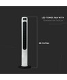 55W LED tårnventilator, 116cm - Inkl. fjernbetjening, temperaturdisplay, 3 hastigheder, hvid/sort