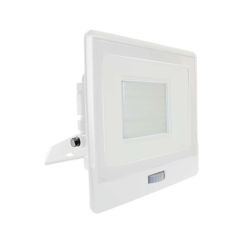Vt-158s LED projektør 50W - med PIR sensor, Samsung chip, 4000K, hvidt hus