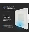 Vt-158s LED projektør 50W - med PIR sensor, Samsung chip, 4000K, hvidt hus
