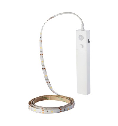 1m 2,4W LED strip med batteriboks og sensor - 6V, IP65, 4000K, PIR sensor, inkl. 3M tape