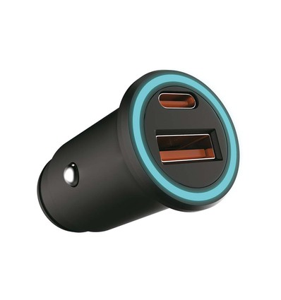 QC+PD biloplader, 12V/24V - Sort, hurtigoplader til bil