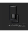 VT-11120 LED væglampe 20W - 3000K, sort hus, IP20