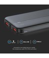 10000mAh Powerbank, 22.5W PD - Ultra-tynd, sort, fast charging, LED indikator