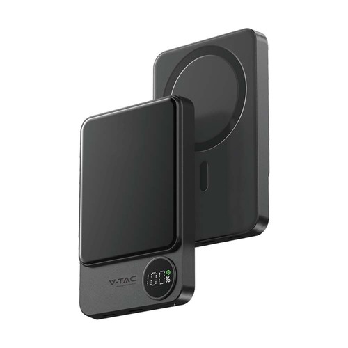 9mm Ultra Tynd powerbank - 10000mAh, aluminiumlegering, magnetisk, trådløs hurtigopladning, rumgrå