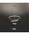Vt-7816 LED hængende dekorativ lampe - Ø600+Ø400+Ø200, 3000K, maling guld, hus