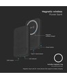 10000mAh magnetisk trådløs powerbank, 20W - Sort, inkl. metalring