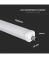 12 stk. V-Tac vandtæt 36W komplet LED armatur - 120 cm, 120lm/W, gennemfortrådet, IP65, 230V