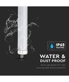 12 stk. V-Tac vandtæt 36W komplet LED armatur - 120 cm, 120lm/W, gennemfortrådet, IP65, 230V