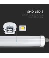 12 stk. V-Tac vandtæt 36W komplet LED armatur - 120 cm, 120lm/W, gennemfortrådet, IP65, 230V