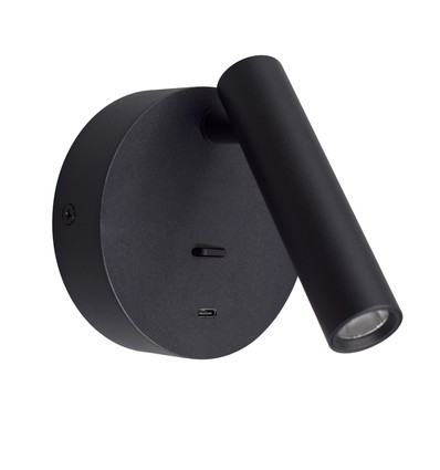 LEDlife sort læselampe - 2,5W, RA90, til vægmontering