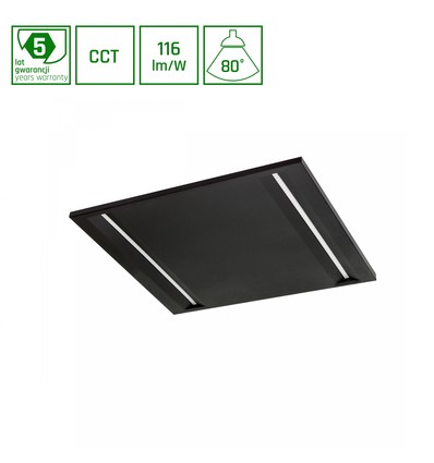 40W Algine Line CCT LED panel - Sort, justerbar lyskulør, 230V