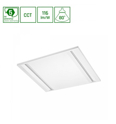 60x60 LED panel, 40W - CCT, indbygningspanel, hvid kant