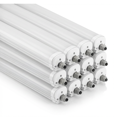 12 stk. V-Tac vandtæt 48W komplet LED armatur - 150 cm, 120lm/W, IP65, gennemfortrådet 230V