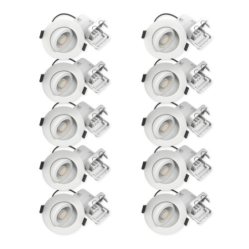 10x LEDlife DimToWarm+CCT RA96 hvid indbygningsspot - Roterbar, Hul: Ø6,8 cm, Mål: Ø8,3 cm, 7W, hvid kant, dæmpbar, 230V