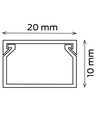 20x10 Kabelkanal - Hvid, 20x10mm, Længde 2m
