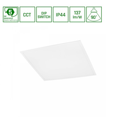 600x600 Algine Panel 26W/36W/46W - CCT 230V 90° IP44 UGR19 34mm hvid 5 års garanti