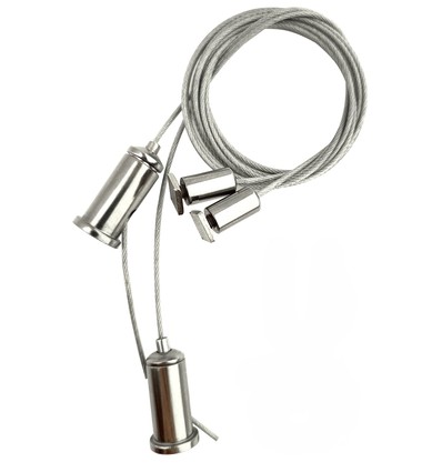 Wire ophæng til armatur - 1 meter, justerbar højde, sæt med 2 stk