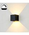 6W Dæmpbar CUBIC PRO væglampe - IP65, sort, sløjfbar, justerbar, firkantet, op/ned, inde / ude, inkl. lyskilde