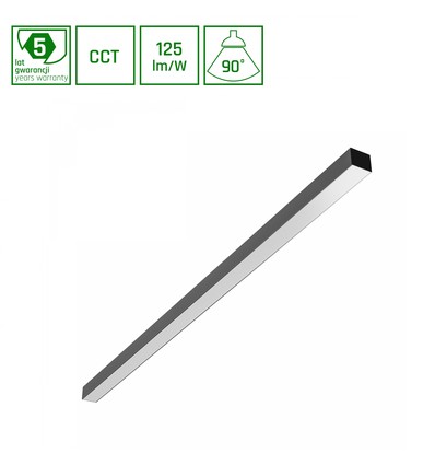 1203mm Basic LED-armatur 40W - 3CCT, 230V, 90°, IP20, 42x37mm, sort, PR, UGR19, loft