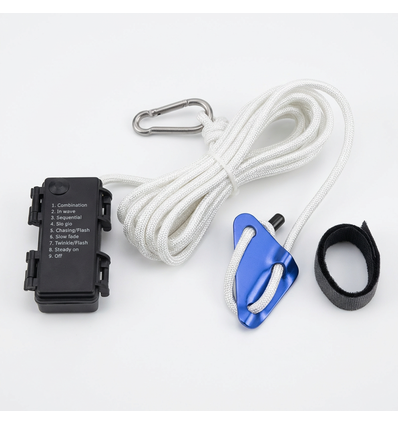 3m hvidt reb med RGB lys - Med karabinhage, maks. 80kg belastning