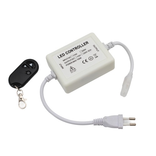 230V trådløs dæmper med fjernbetjening - Inkl. endeprop, til 230V (Slim COB), memory funktion, max 50 m