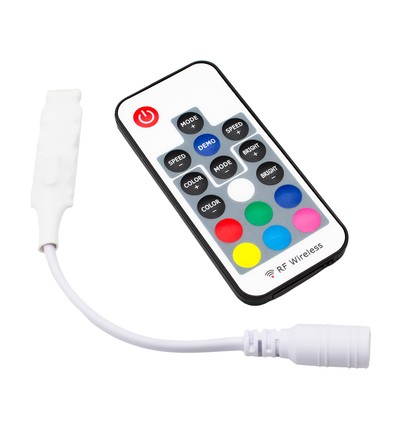 Mini RGB controller inkl. fjernbetjening - 12V (72W), 24V (144W)