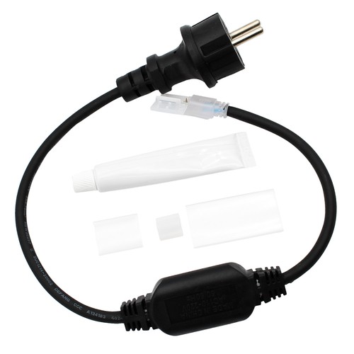 Vandtæt stik til 230V LED strip (Slim COB) - 50 cm, Inkl. endeprop, 230V