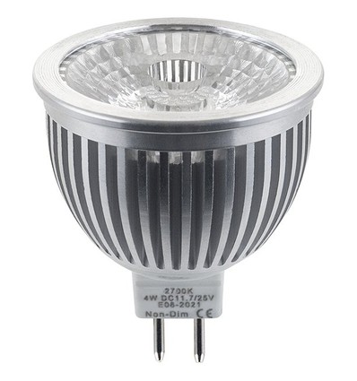GU5.3 4W LED pære - 12-30V, 325lm, 38°, MR16, 2700K