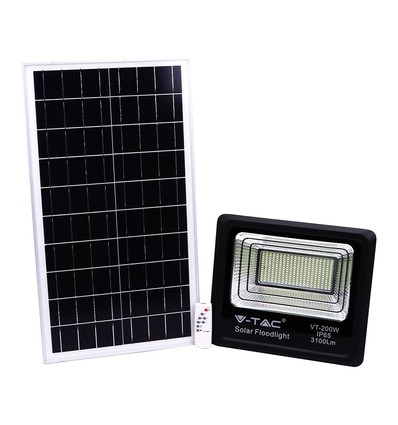 V-Tac 200W Solcelle LED projektør - 40W solcellepanel, 6000K, IP65, udendørs