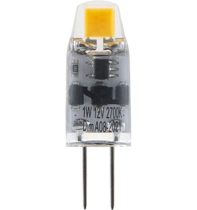 G4 1W COB LED pære, 12V - 100lm, dæmpbar, 2700K, klar glas