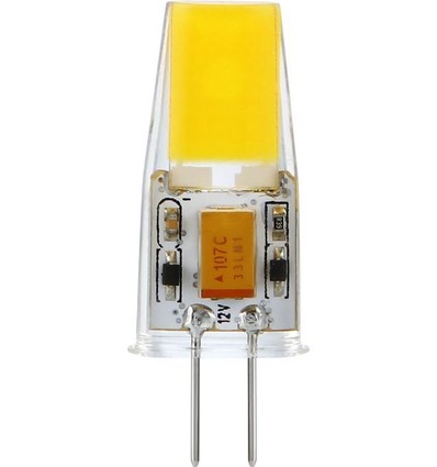 G4 2W dæmpbar LED pære, 12V - 260lm, COB, klar glas, 2700K