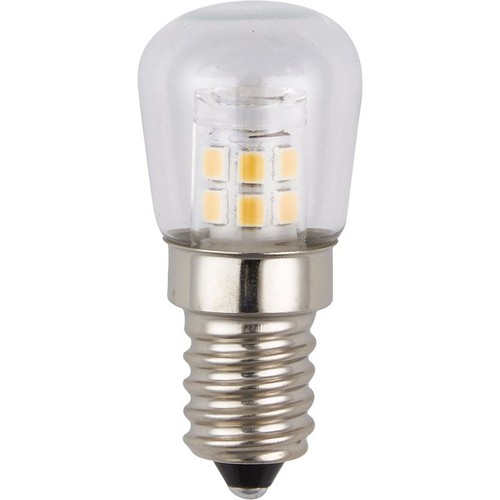 E14 2W LED køleskabspære - 5,1cm, klar, 2700K