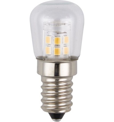 E14 2W LED køleskabspære - 5,1cm, klar, 2700K