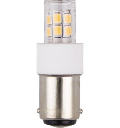 BA15d 2,1W LED rørpære - 4,7cm, 2700K, klar glas