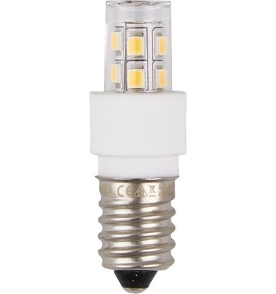 E14 1,7W LED rørpære, 10-30V - 5,2cm, 180lm, AC/DC, varm hvid, klar glas
