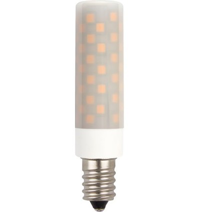 E14 6W LED rørpære - 8cm, 660lm, dæmpbar, opal glas