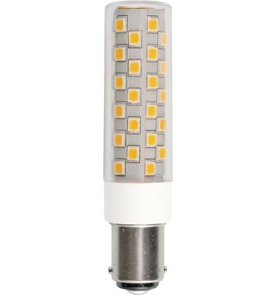 8cm / 6W dæmpbar BA15d LED pære - 840lm, 3000K, klart glas, AC/DC