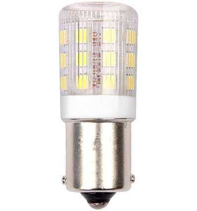 BA15s 3W LED rørpære, 10-24V - 4,5cm, 250lm, klar glas, varm hvid