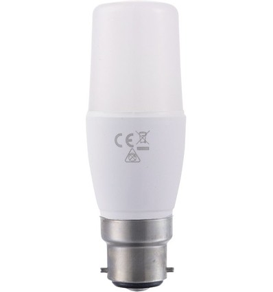 B22d 7W LED pære, 95-265V - 10,8cm, 640lm, opal glas