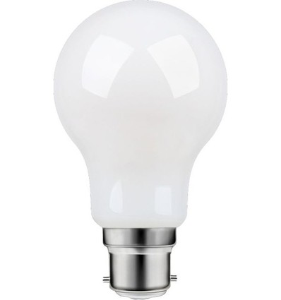 B22d 8W dæmpbar LED pære - A60, filament, mat glas, 806lm, varm hvid