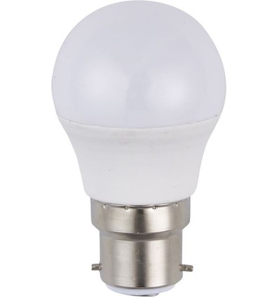 B22d 3W LED kronepære, 12-60V - G45, opal glas, 3000K