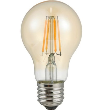 E27 4W LED filamentpære med lyssensor - A60, 430lm, 2500K, guld glas