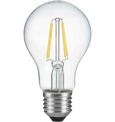 E27 4W LED filamentpære med lyssensor - A60, 470lm, 2700K, klart glas