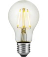 E27 4W LED filamentpære med lyssensor - A60, 470lm, 2700K, klart glas