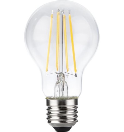 E27 8,5W dæmpbar LED pære - A60, filament, klar glas, 1000lm, 2700K