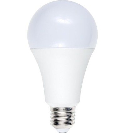 E27 12W LED pære, 12-60V - A70, 1100lm, opal glas, 3000K, AC/DC