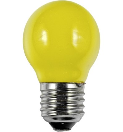 E27 1W LED kronepære - G45, gul, filament, Party Colour Premium