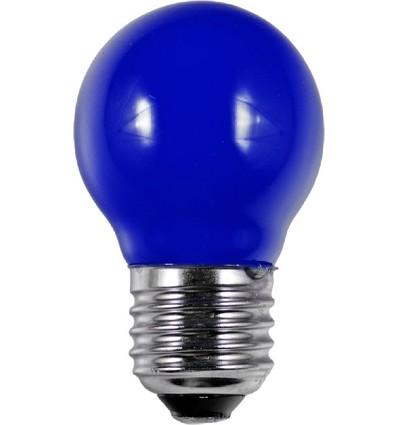 E27 1W LED kronepære - Blå, G45 filament, Party Colour Premium
